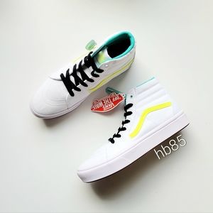 VANS Comfycush Sk8-Hi Fluro Safety Yellow True White Youth 7